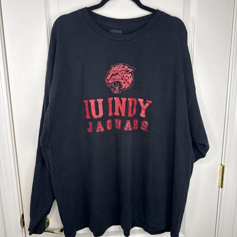 IU Indy Jaguars T Shirt Sz 2XL Black Red Graphic Collegiate NCAA Indianapolis